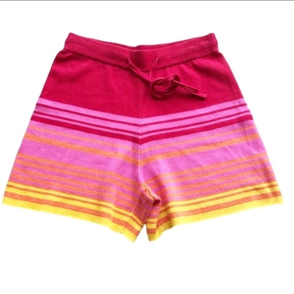 Monrow Sunset Sweater Easy Shorts Colorful Knit Drawstring Waist Size Small - Picture 4 of 8
